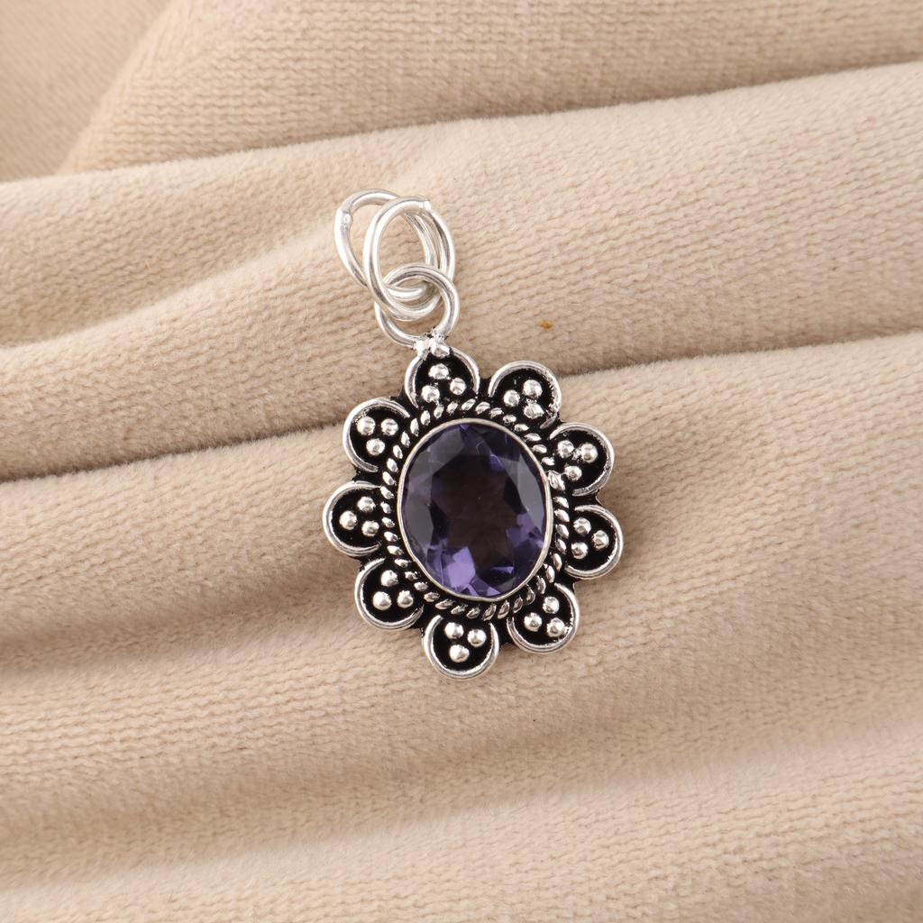 Rare Iolite Gemstone 925 Sterling Silver Jewelry Handmade Pendant 1.37' Gift For Wife CP-40-10