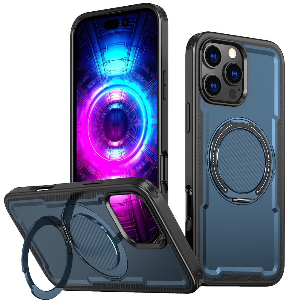 For IPhone17pro Mobile Phone Case Magnetic Rotating Gear Damping Carbon Fiber Pattern for Apple 16e Anti-fall Armor