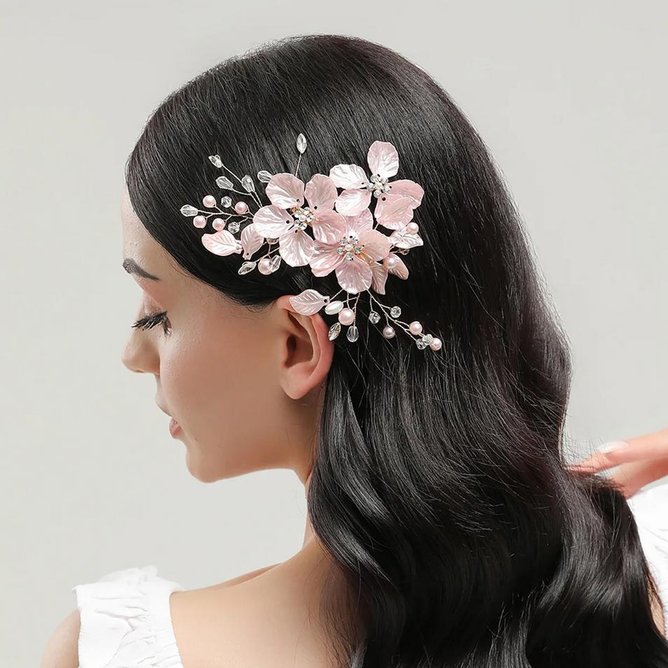 

Crystal Pearl Flower Hair Clips Elegant Headwear For Women Precious jewels Bridal Wedding Hair Jewelry Styling Tools Accessories