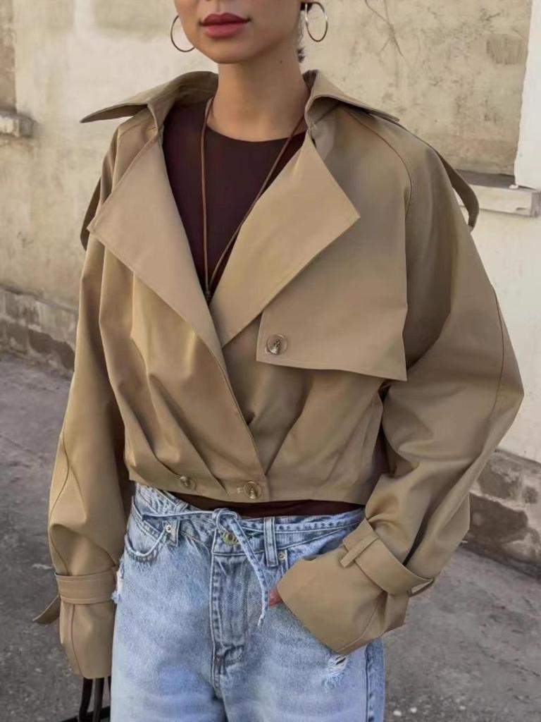 2025 A/W Double-Breasted Lapel Trench Coat LX0196 - Casual Workwear Design