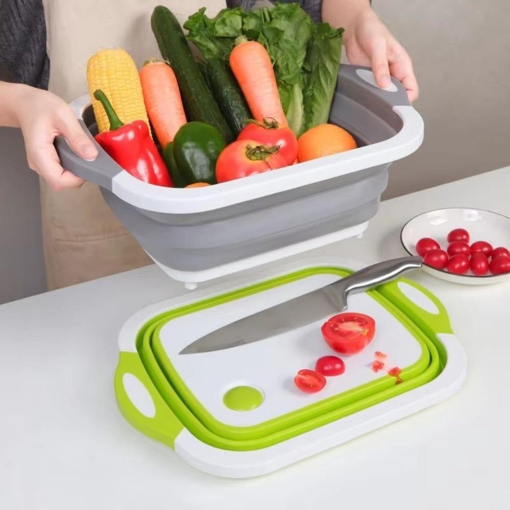 Portable Folding Wash Basin 3 In 1 Veggies Fruits Storage Basket  for Picnic Camping