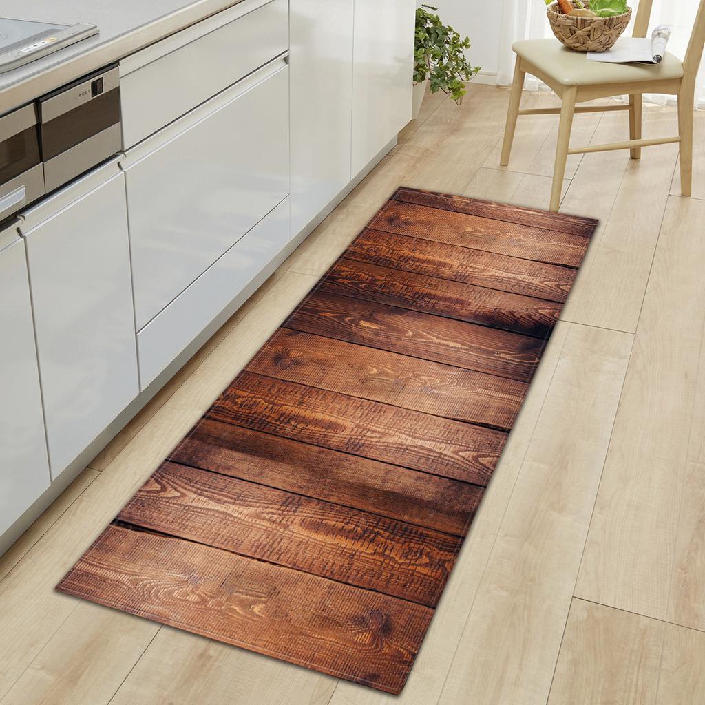Wood Grain Household Door Mat Kitchen Absorbent Strip Bathroom Non-Slip Floor Mat Living Room Bedroom Carpet
