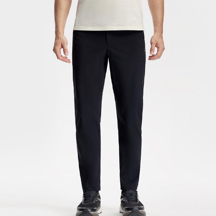 FILA Solid Color Mid-Rise Simple Fitness Straight Leg Casual Pants Men bottoms Deep-Black A11M411808F-BK