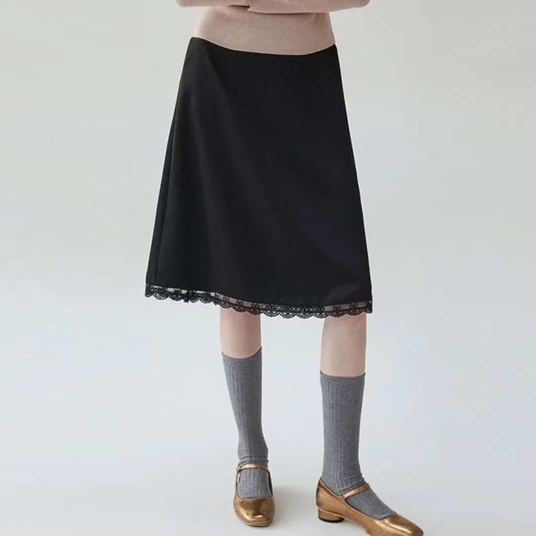 European and American Style 2025 Summer Trend: High-End Elastic Lace Elegant Short Skirt XL чёрный