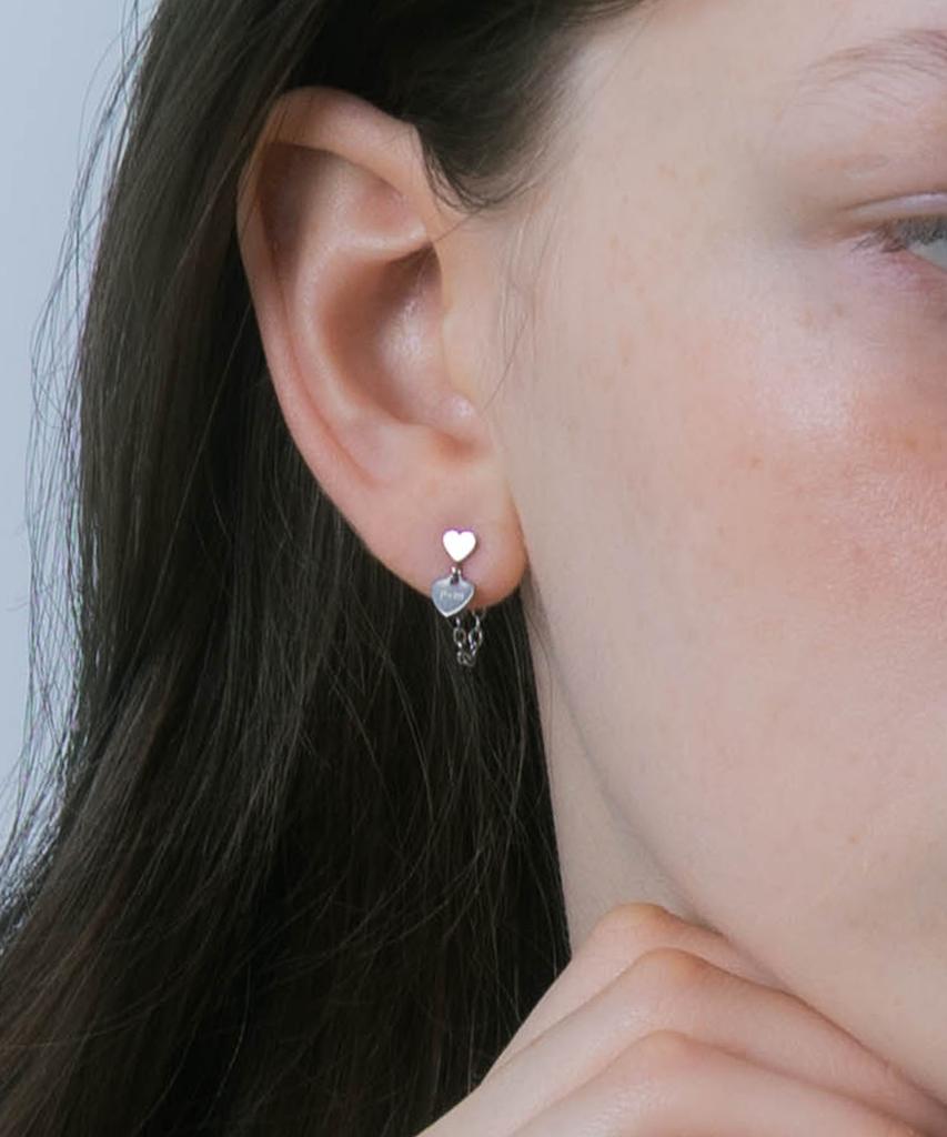 Pearly More Logo Heart Chain Drop Earrings_Pm25E001Ss