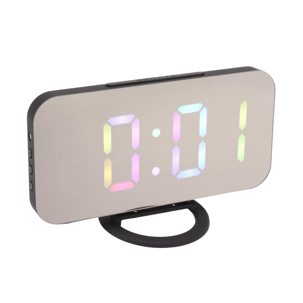 LED Spiegel Digitaler Wecker Groß Einstellbare Helligkeit Bunte RGB Anzeige Neben Digital
