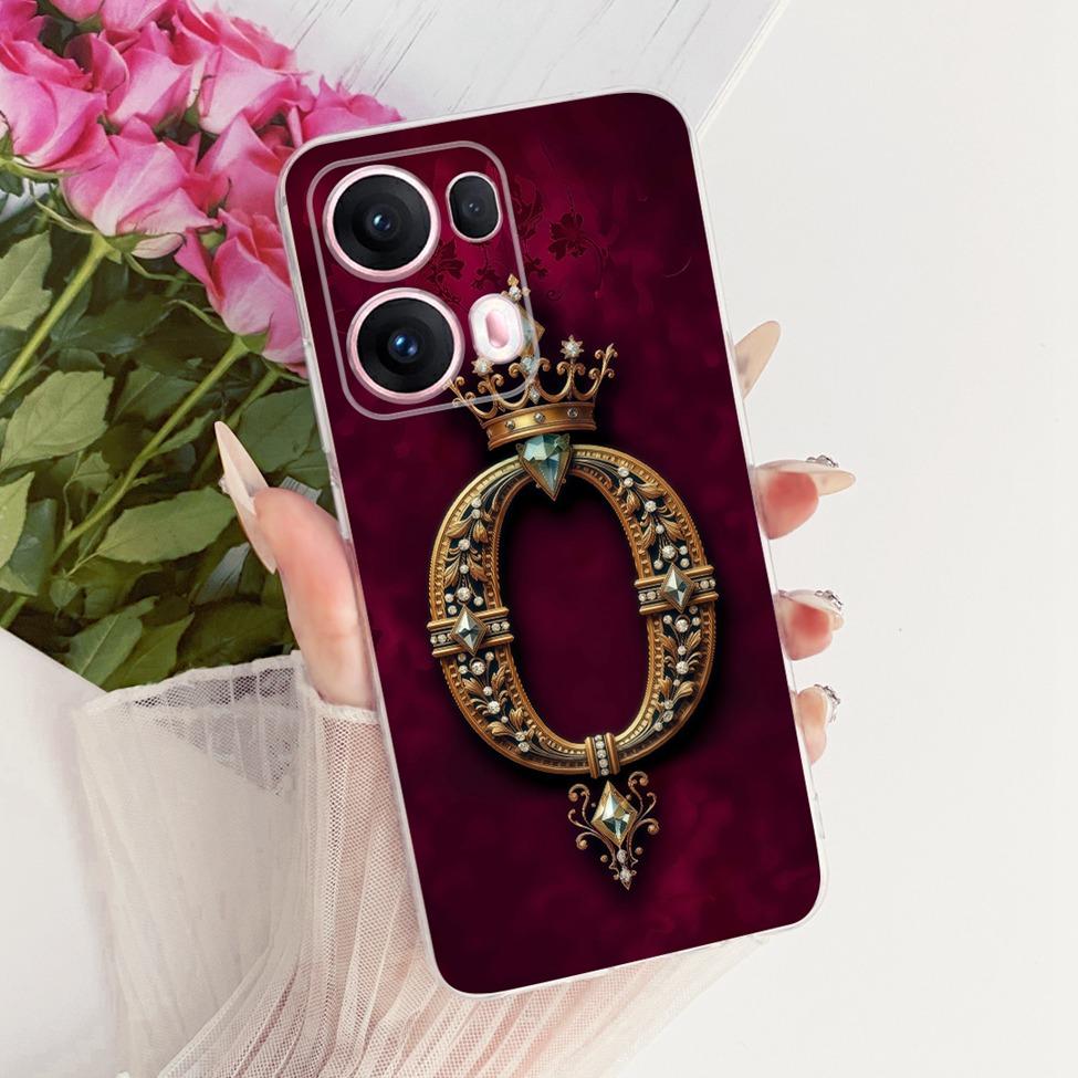 Transparent For Oppo Reno 13Pro CPH2697 PKK110 Cover For Oppo Reno 13 Pro Case Luxury Crown A-Z Letters 2D Flat Pattern