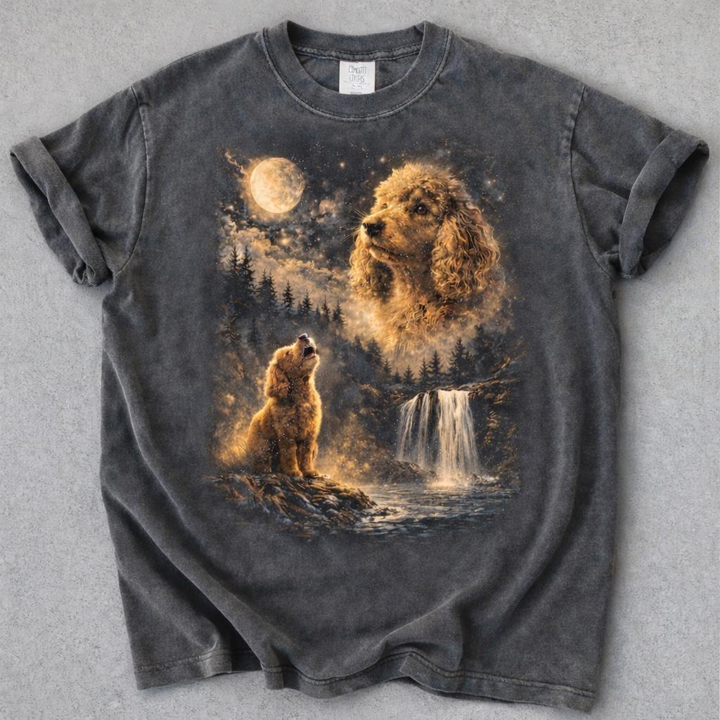 Comfort Colors® Goldendoodle heult zum Mond Shirt, Vintage Mond Tiere T-Shirt, Geschenk für Hundemama