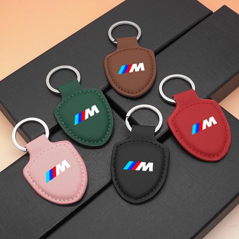 Leather Metal Keyring Key Chain Ring Car Logo Keychain For BMW M Performance E46 E90 E60 F10 F30 E39 E36 F20 E87 G30 E92 E91 X5 fsbm73