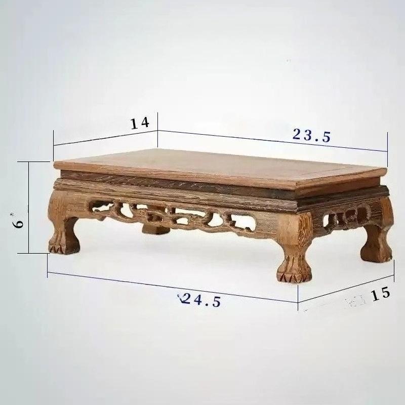 Retro Wooden Engraving Tea Tray Teapot Bases Bonsai Buddha Stand Fish Tank Pedestal Wooden Flowerpot Base Furniture Home Decor