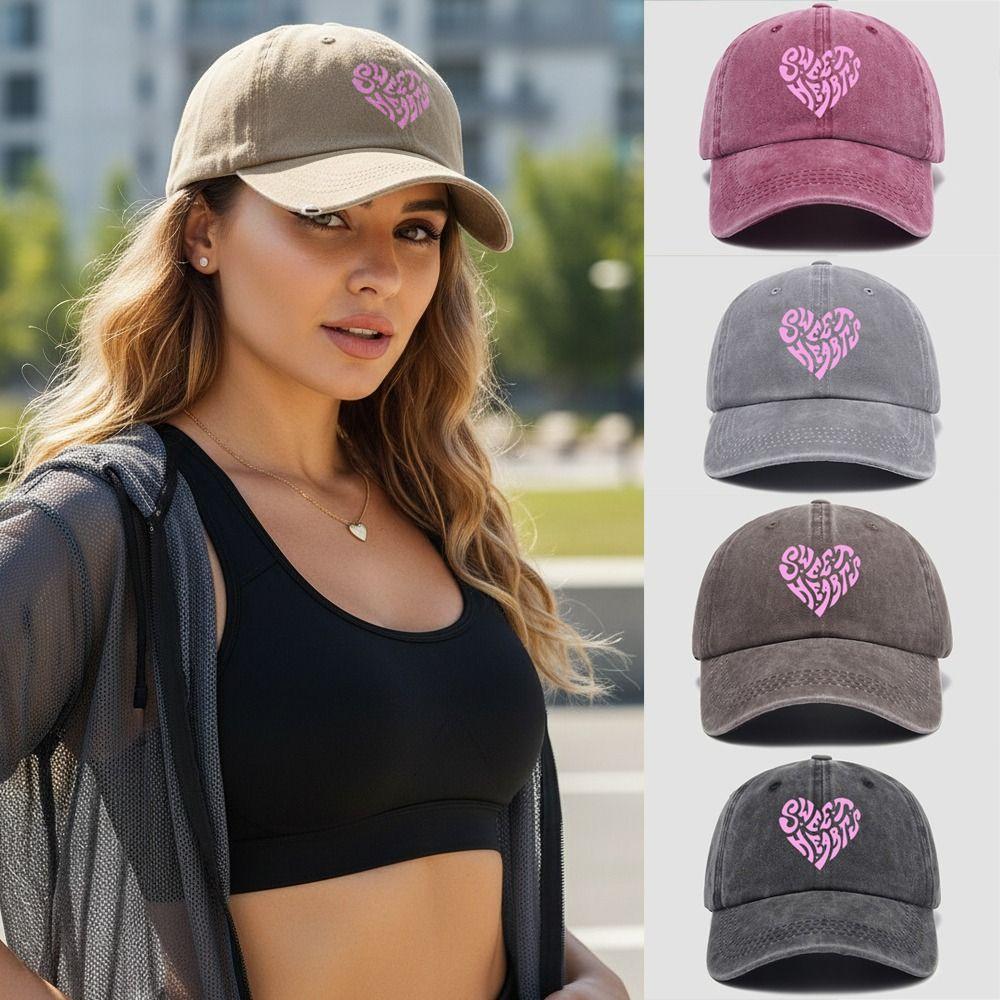 Sweet Heart Printed Visor Baseball Cap For Man Women Hiking Fishing Vacation