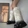 Fuzzy Faux Furs Leg Warmers Furs Heels Long Boots Cuffs Cover Has Elastic One Pair Carnivals Boot Cover Y2K JK Uniform