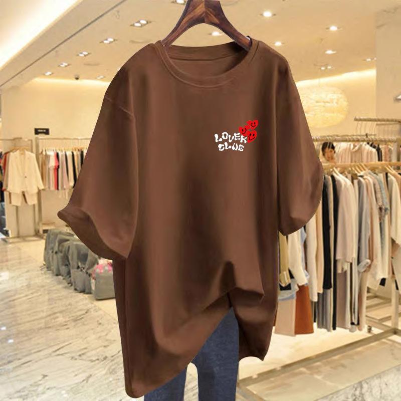 

Жіноча футболка з коротким рукавом з чистої бавовни, одяг 2025, нова літньо-весняна, середньої довжини, вільна, базова сорочка, нижній одяг, відсутній верх XXXL