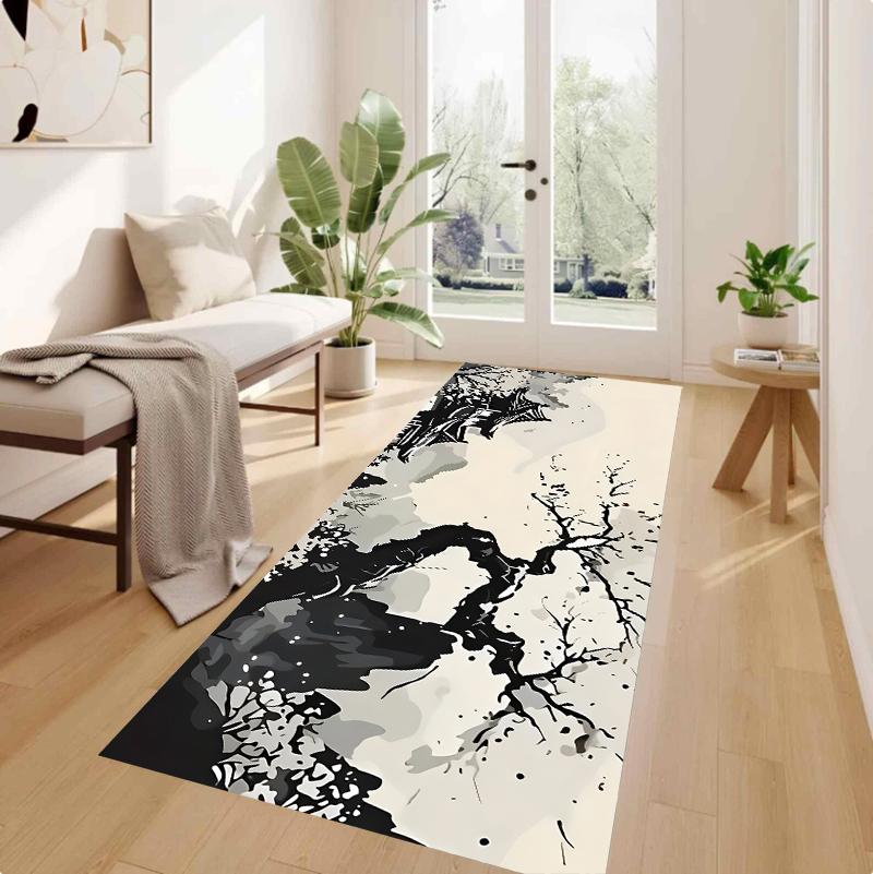 

Ink Art Long Runner Rug Collection Non Slip Wear Resistant Soft Washable Hallway Kitchen Laundry Room Decor Rug 40X120CM