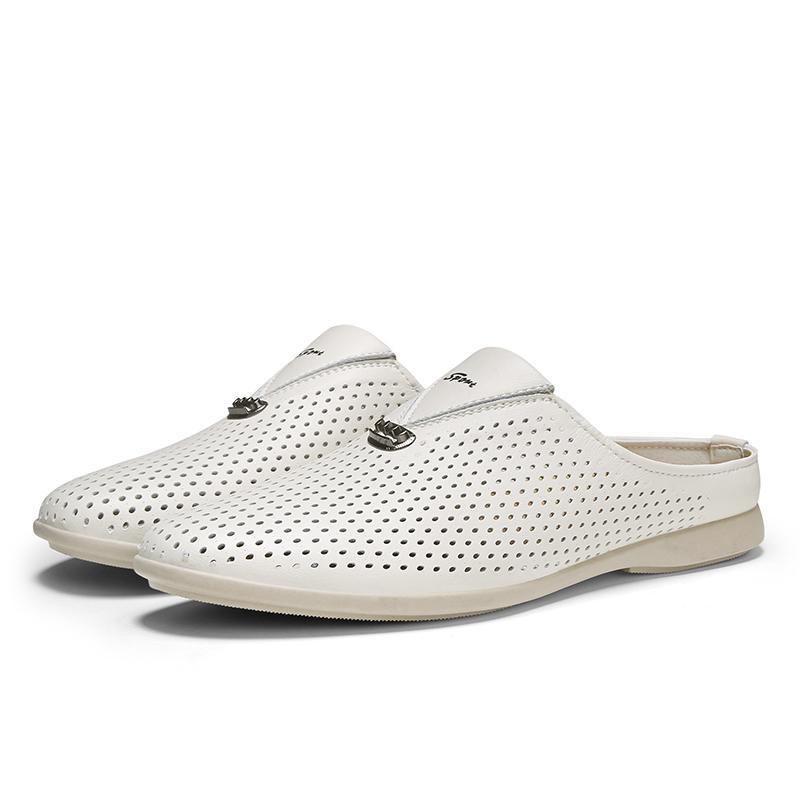 Luxury Designer Italian Men Half Shoes Leather Mens Casual Shoes Drop Ship Coiffeur Mules Man Slides Backless Loafers Slipper