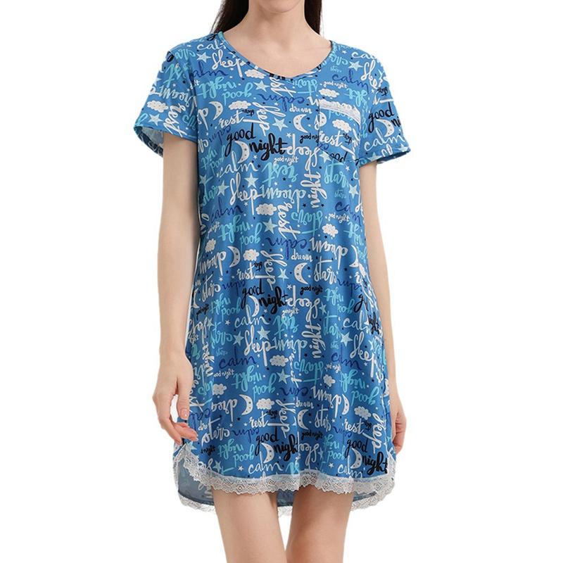 

Женская ночная рубашка с коротким рукавом, свободного кроя, с принтом S