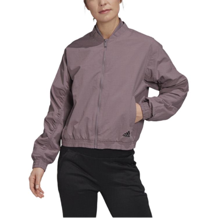 Adidas FW20 Womens Bomber Breathable Outdoor Long Sleeve Jacket Women Jacket Purple FL1836