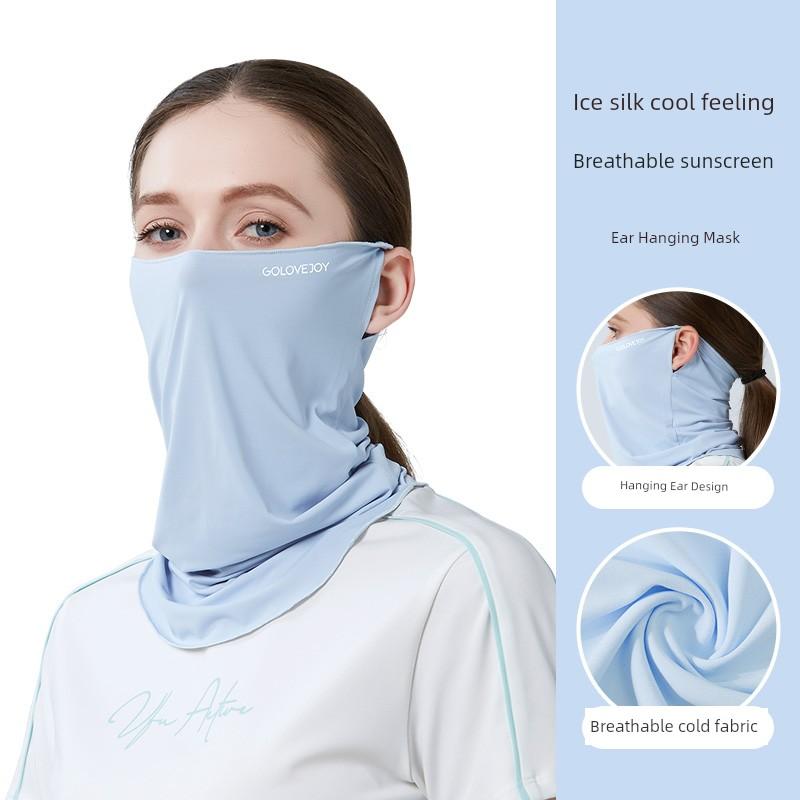 Ice Silk Full Face Women Sun Mask Scarf Bandana