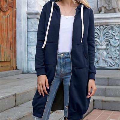 Plus Size Women's Sweatshirt Casual Loose Hooded Mid-length Coat