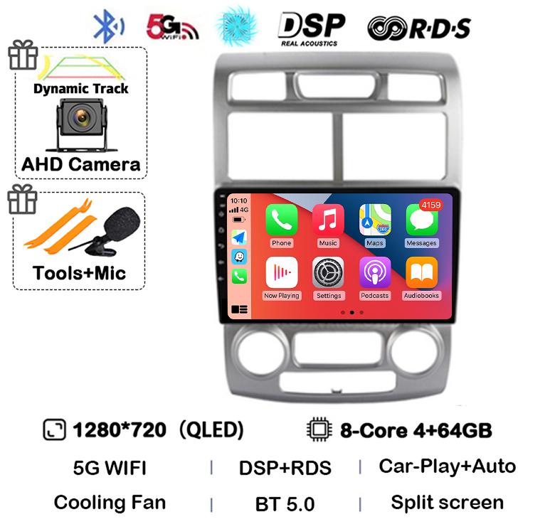 Android 14 Auto Carplay Car Radio For Kia Sportage 2 2004 2005 2006 2007 2008 2009 2010 Multimedia Player Stereo GPS WIFI+4G DSP