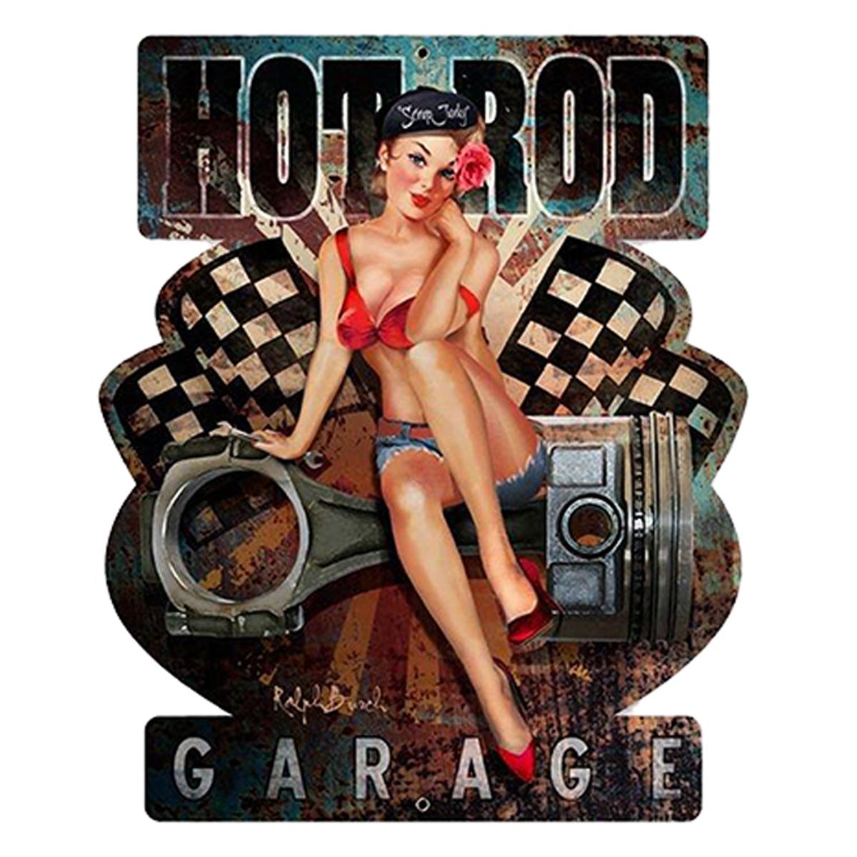 

Les Trésors De Lily [A2567] - Ретро металлическая вывеска Hot Rod Garage красный черный винтаж - 48x40 см (Подкалывать)