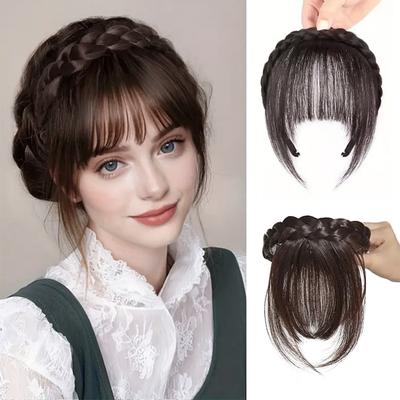 Synthetisches, glattes Pony-Haar, geflochtene Haarbandverlängerung, natürlich aussehendes Haar für Frauen, für den Alltag und besondere Anlässe