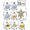 31Pcs Christmas Baubles Ornament Shatterproof Decorative Baubles For Christmas Tree Wedding Winter Festival Celebration