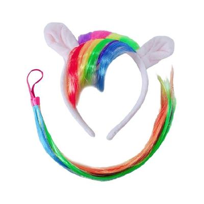 Halloweenowy Dodatek do Kostiumu Konia Zawiera Opaskę z Uszami Konia Ogon dla Dziecka Dorosłego Maskarada Cosplay Boże Narodzenie Odgrywanie Ról