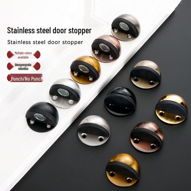 304 Stainless Steel Magnetic Turtle Top Door Stopper, Anti-Collision Floor Bumper & Rubber Limiter