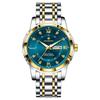 Men's Large Dial Quartz Watch with Dual Calendar & Luminous Hands