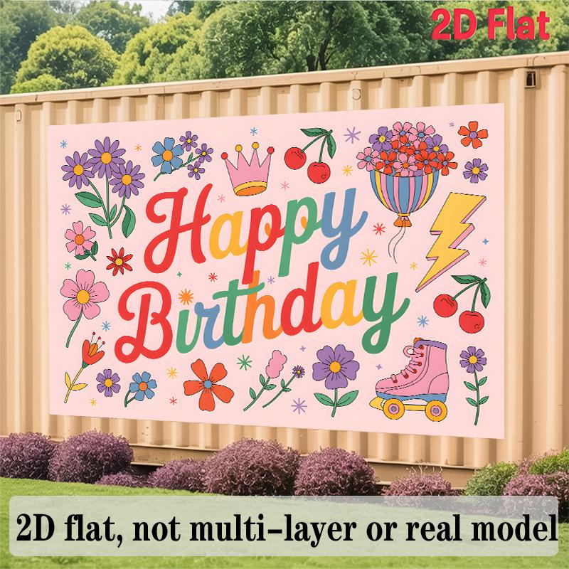 Cute Birthday Banner, Photo Backdrop Wall Decor for Party