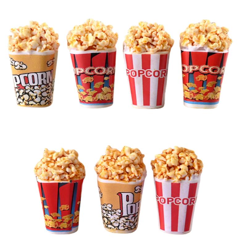 10Pcs Fake Food Simulation Popcorn Bucket Resin Crafts Kawaii Cabochon Scrapbooking DIY Dollhouse Decoration Accessories