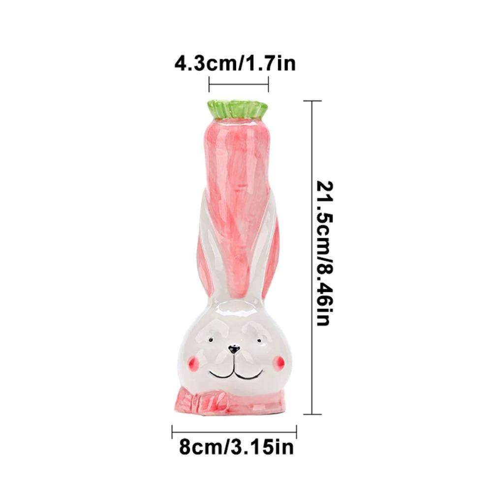 Rabbit Carrot Shape Flower Bottle Handmade Green Plants Pot Rabbit Ceramic Vase Desktop Decor