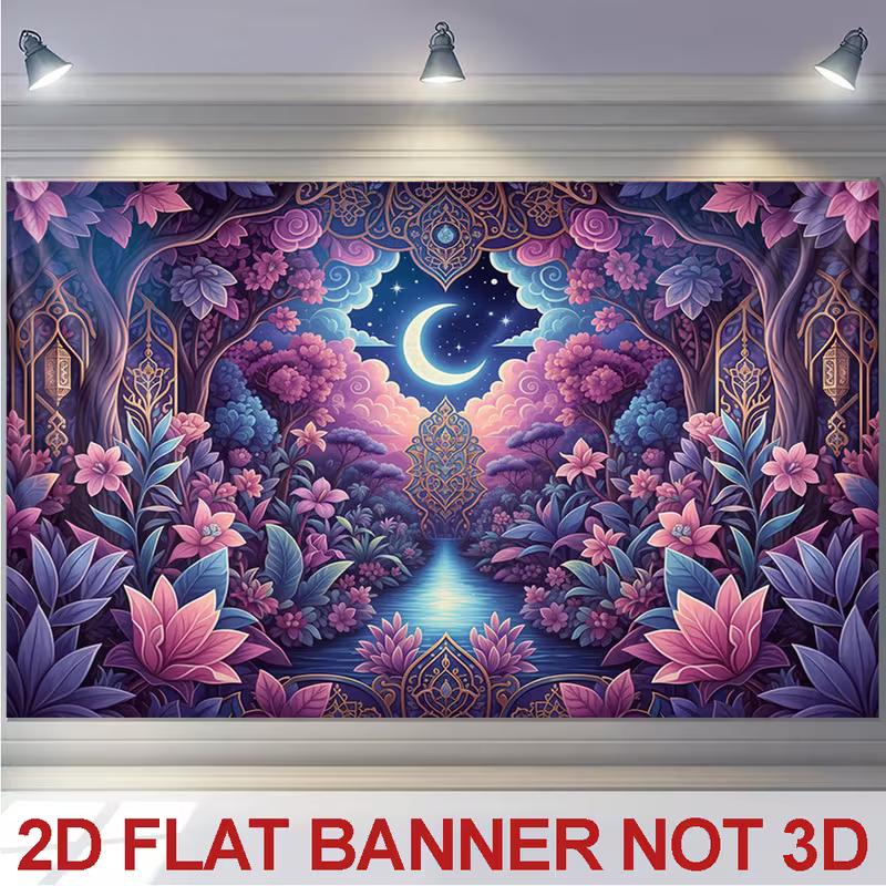 2D Crescent Moon Backdrop - Mystical Fantasy Tapestry for Photo Booth 47.2x31.5inch/120*80cm