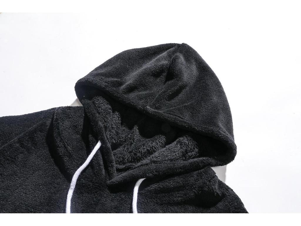 Men's Plus Size Fluffy Coral Fleece Hoodie - Autumn/Winter Casual Fashion Jacket