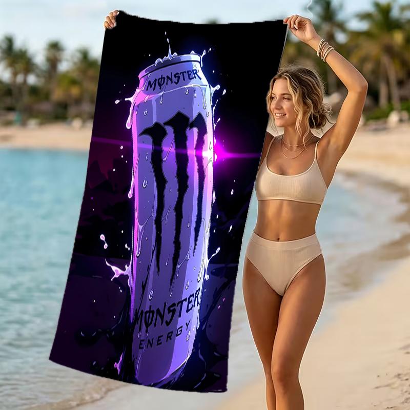 Strandtuch mit Monster Energy LOGO Muster - weich, saugfähig, maschinenwaschbar Leicht&Modern, Schwimmen, Reise-Essentials