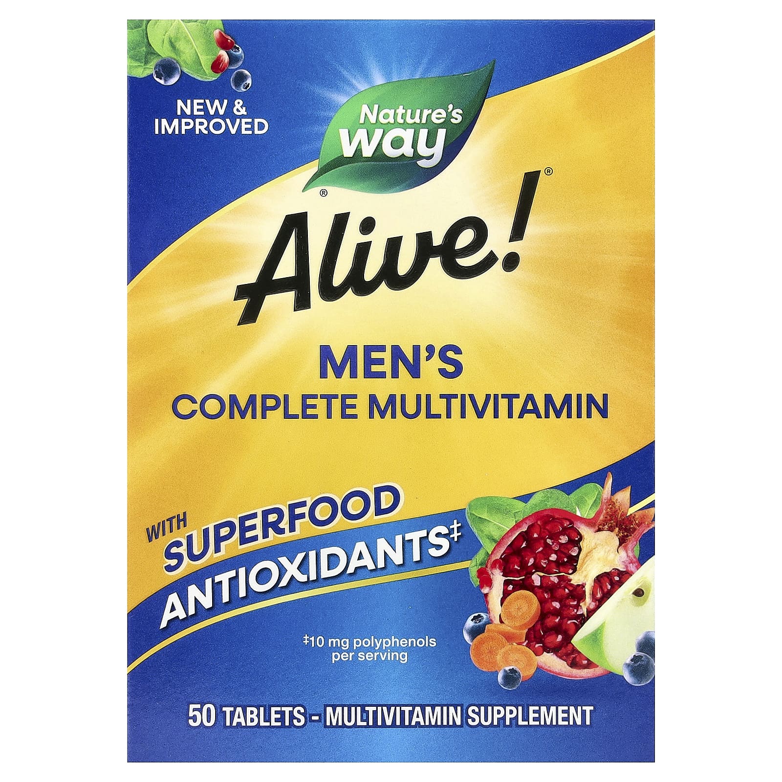 

Nature S Way, Alive!, Men s Energy Complete Multivitamin, 50 Tablets