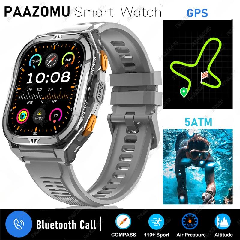 2025 Nové GPS Chytré hodinky Muži 1,96palcový HD AMOLED displej Kompas Bluetooth volání 5ATM Vodotěsné Sportovní Chytré hodinky pro Android iOS