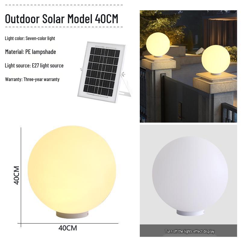 Wasserdichte Solar-Gartenpfostenleuchten - Runde Kugel für Außenpfosten und Zäune