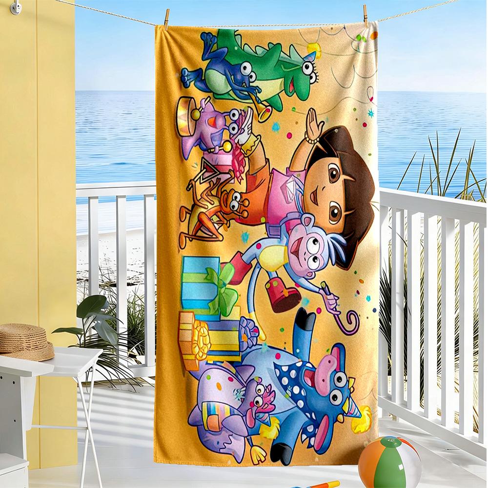 Dora Explorer Beach Towel High Absorbency & Quick-Dry Comfortable Lightweight Suitable for Sports, Travel, Swimming, Yoga, Bathroom, Beach, And Pool