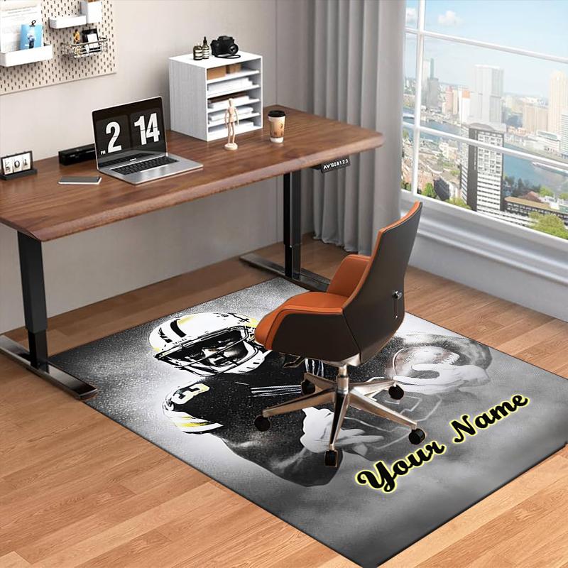 1PC Custom Name Football Player Legend Theme Floor Mat Ideal for Living Room, Game Rooms, Office, Bedroom Floor Mat Playful Design