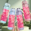 1PC Pink Chrysanthemum Full Bloom Print 750ml Color Plastic Sports Water Bottle Leakproof Flip Straw Lid Suitable for Sports Office Home Use