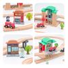 Wooden Transit Center Track Collection Is Compatible with All Brands of Railway Toys Road Accessories Assembled for Kids Gifts PD63
