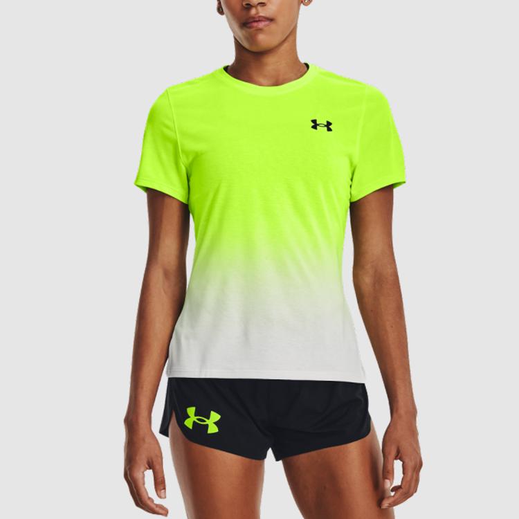 Under Armour UA Rush Gradient Crew Neck T-Shirt Women Tops Surge-Green 1378405-369