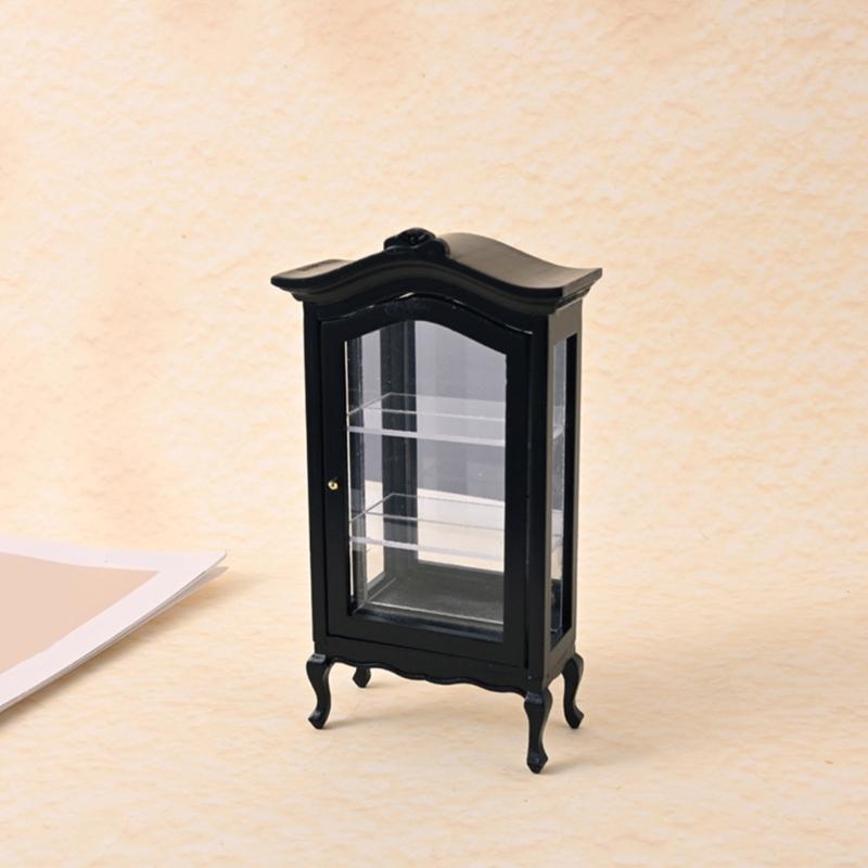 Classical Wood Miniature Storage Cabinet For 1/12 Dollhouses Accessories Decorative Display Shelf for Craft Model Project