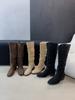 2025 new autumn and winter long tube stacking boots thick heel square head medium tube thin knight boots