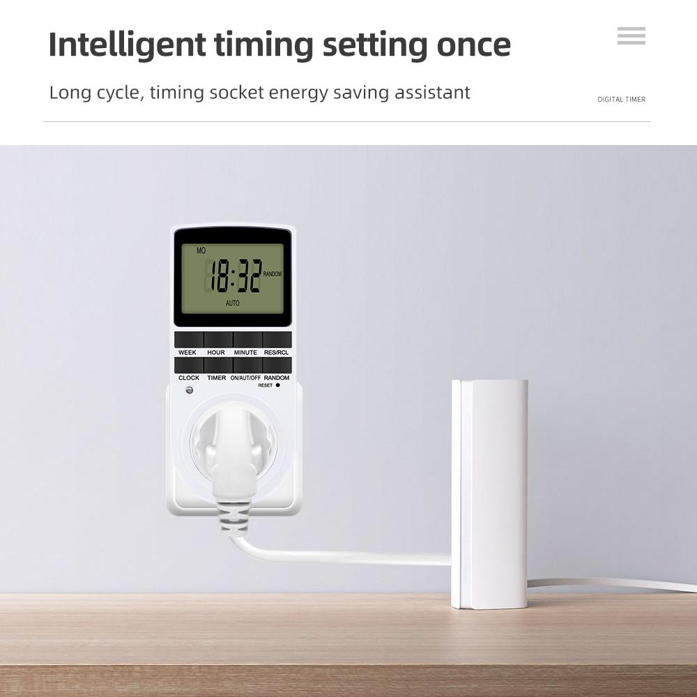 TM02 Electronic Digital Timer Kitchen Timer Socket Outlet 230V 110V 12/24 Hour Cyclic Outlet Programmable Timing EU FR US Plug3