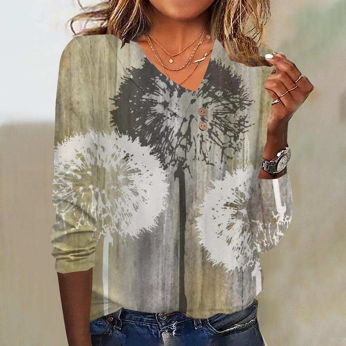 

2023 осенний новый модный женский повседневный топ с рукавами 3/4 и принтом больших размеров