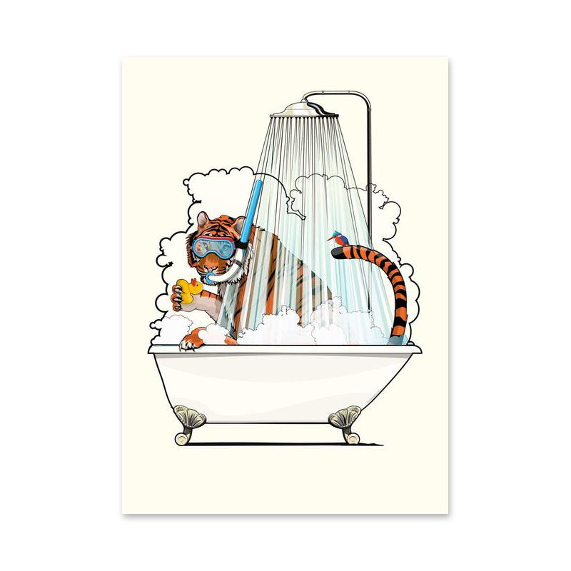 Plakaty i wydruki ze zwierzętami w stylu nordyckim do łazienki Obrazy na płótnie w stylu retro Obrazy ścienne do salonu Dekoracja domu