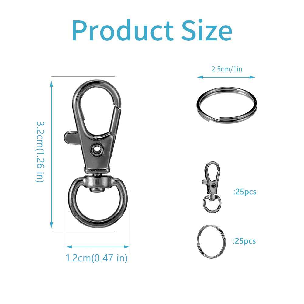 50/100/150PCS Keychain Hooks with Key Rings,.Metal Swivel Lobster Claw Clasps, for Keychain Clip Lanyard, Jewelry Making, Crafts